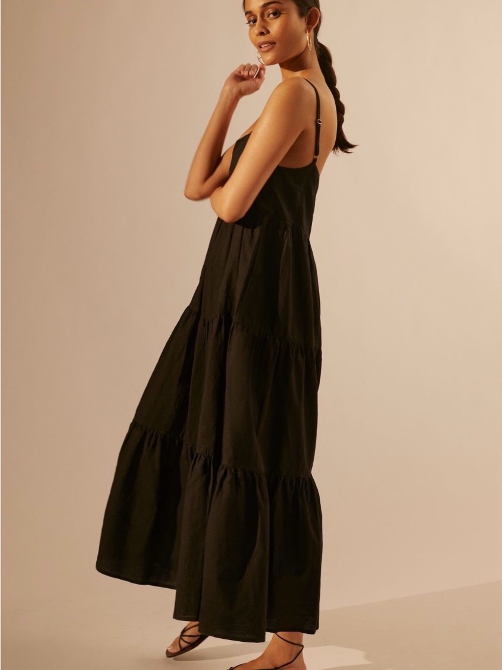 Anthropologie Isabella Black Tiered Maxi Dress - Picture 2 of 5